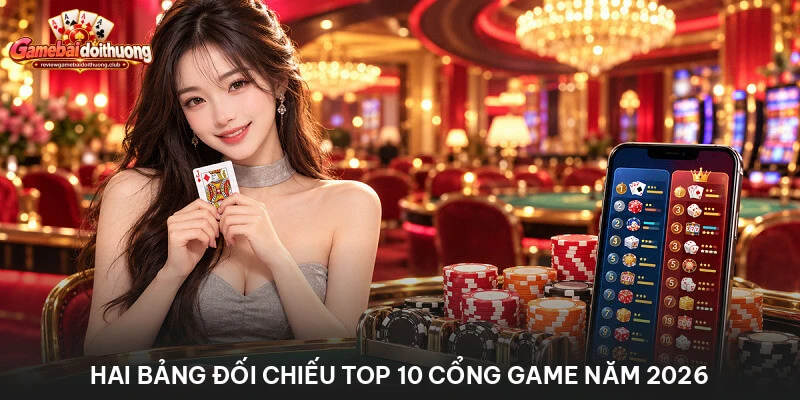 Hai bảng đối chiếu top 10 cổng game năm 2026
